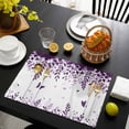 thumbnail image 3 of Purple Spring Botanical Placemats Set of 4, Weeping Eucalyptus Butterfly Placemats for Dining Table, Place Mats for Kitchen Tabletop, Waterproof Wipeable Dining Table Mats Set, 3 of 9