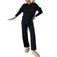 thumbnail image 2 of Kmdttou Fashion Plus Size Set Sweatsuits Tracksuits for Women' Fall And Winter Casual Solid Color Fashionable Hooded Top And Wide Leg Drawstring Pants Set Suit on Clearance!, 2 of 7