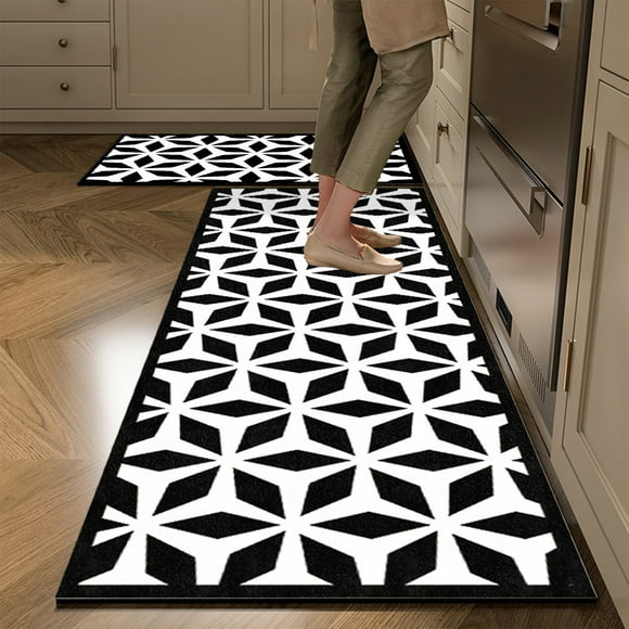 Sokhug Kitchen Mats, 2PCS Kitchen Rugs, Cushioned Anti Fatigue Kitchen Mats for Floor, Non-Slip Standing Desk Mat, Waterproof Kitchen Rug Set for Kitchen, Floor, Office, 15.7x23.6in+15.7x47.2in