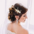 thumbnail image 2 of 36 Pack Gold Flower Leaf Bridal Wedding Hair Side Combs+U-shaped Pearl Hair Pins+Spiral Twist Rhinestone Hair Clips Barrettes Prom Headpieces Accessories for Brides Bridesmaids Women Girls, 2 of 4