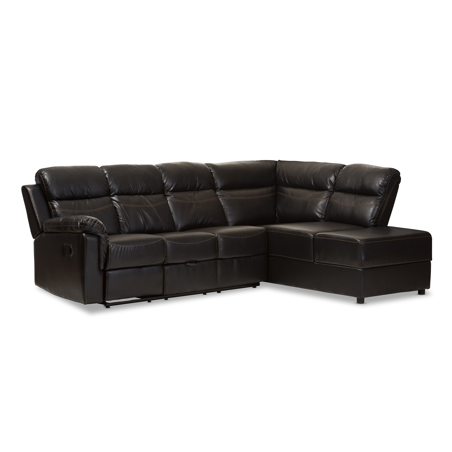 Baxton Studio Roland Modern And Contemporary Sectional With Recliner And Storage Chaise - image 2 of 10