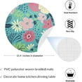 thumbnail image 2 of GZHJMY Round Braided Placemats Set of 4 Palm Leaf Flower Hawaii Round PVC Woven Place Mats Indoor Washable for Kitchen Dining Tables 15 inch Heat Resistant Round Table Mats, 2 of 5
