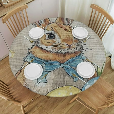 

PALNKART Bunny Eggs Beatrix Potter Round Tablecloth Stain Resistant Washable Indoor Outdoor Kitchen Dining Wedding Parties Waterproof Fabric 100% Polyester Easter Theme 38-42
