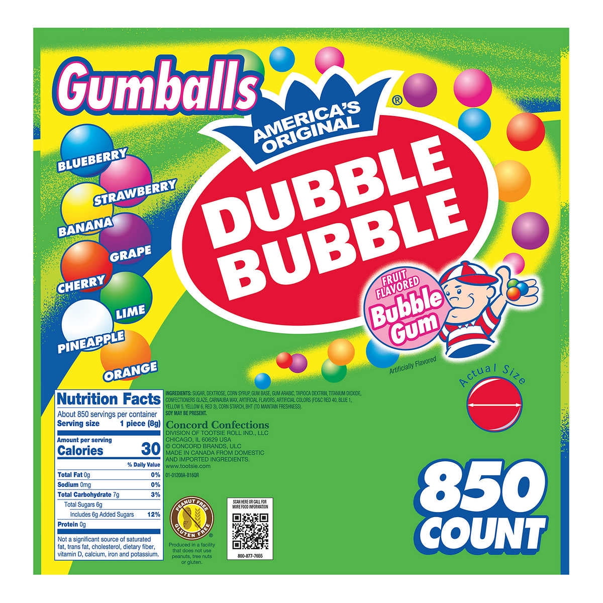 Dubble Bubble, Gumball Refill, 850-count, Assorted Fruit Flavors