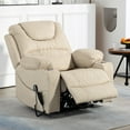 thumbnail image 4 of HSUNNS Power Lift Recliner Chair for Adults with Massage and Heat, Velvet Oversized Recliner with Cup Holder and Side Pocket, Independent Backrest and Footrest, 25" Width Seat, Beige, 4 of 11