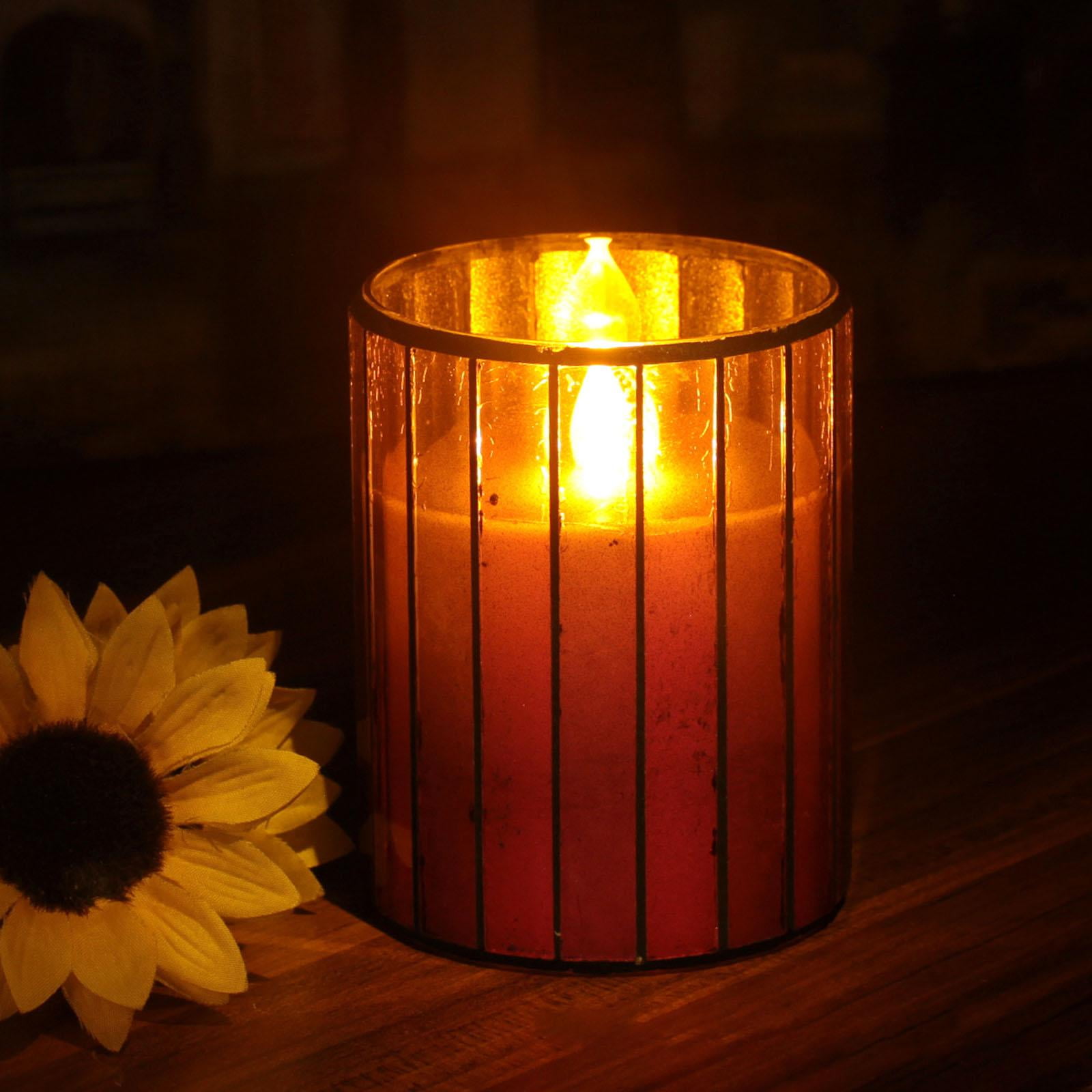 Flameless Candle Glass Realistic Decorative Candle Battery Operated