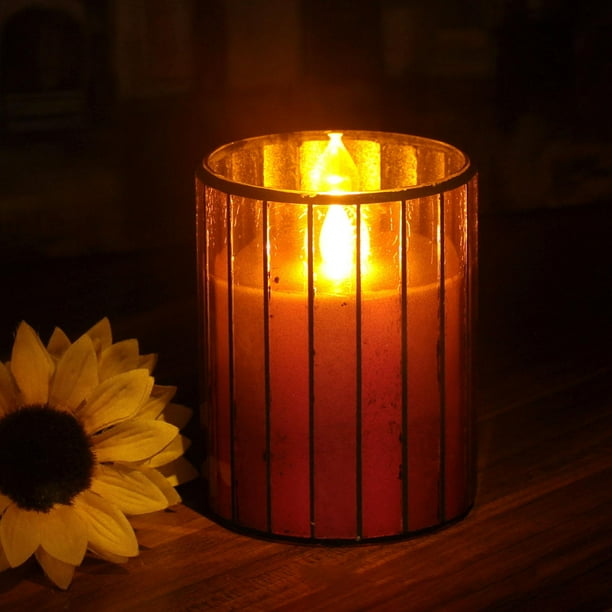 Flameless Candle Glass Realistic Decorative Candle Battery Operated