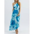 thumbnail image 2 of Faithtur Robe Longue pour Femmes, Robe d'Été Sans Manches à une Épaule Plissée Imprimé Teinture sur Nœuds Robe de Vacances, 2 of 9