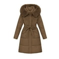 thumbnail image 6 of Aboser Winter, Long Puffer Jackets for Women with Faux Fur Hood Trendy Full Zip Coats Puffy Thicken Quilted Coat Outwear Coffee, 6 of 9