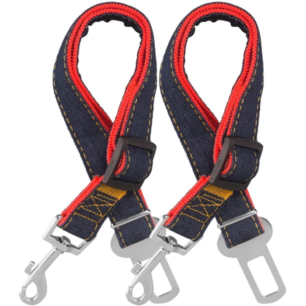Cinturón de seguridad para perros, juego de 2 cinturones de seguridad ajustables para mascotas, arnés de seguridad para perros, correa de viaje para gatos para vehículos, longitud