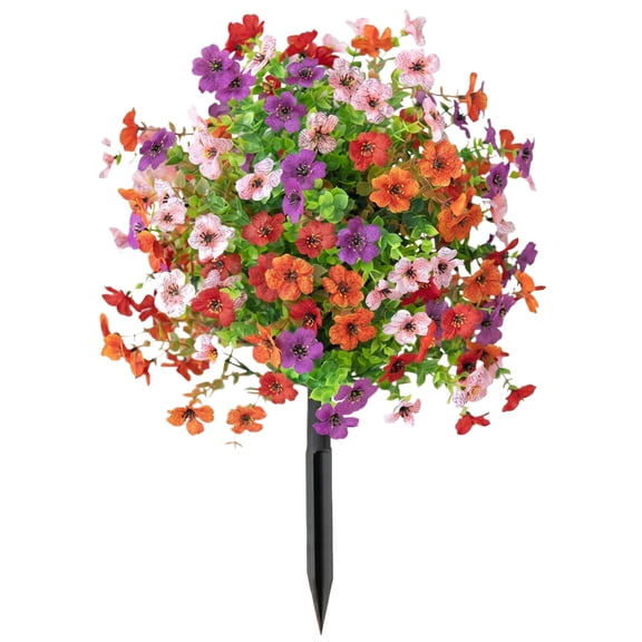 Ground Plug Flowers, UV Resistant Artificial Flowers with Stakes for Outdoors, Lawn, Yard, Garden, Patio & Home Decoration