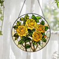 thumbnail image 2 of Yellow Rose Stained Glass Suncatcher: Flowers Window Hanging, Colorful Floral Glass Art, Gift for Mom, 2 of 8