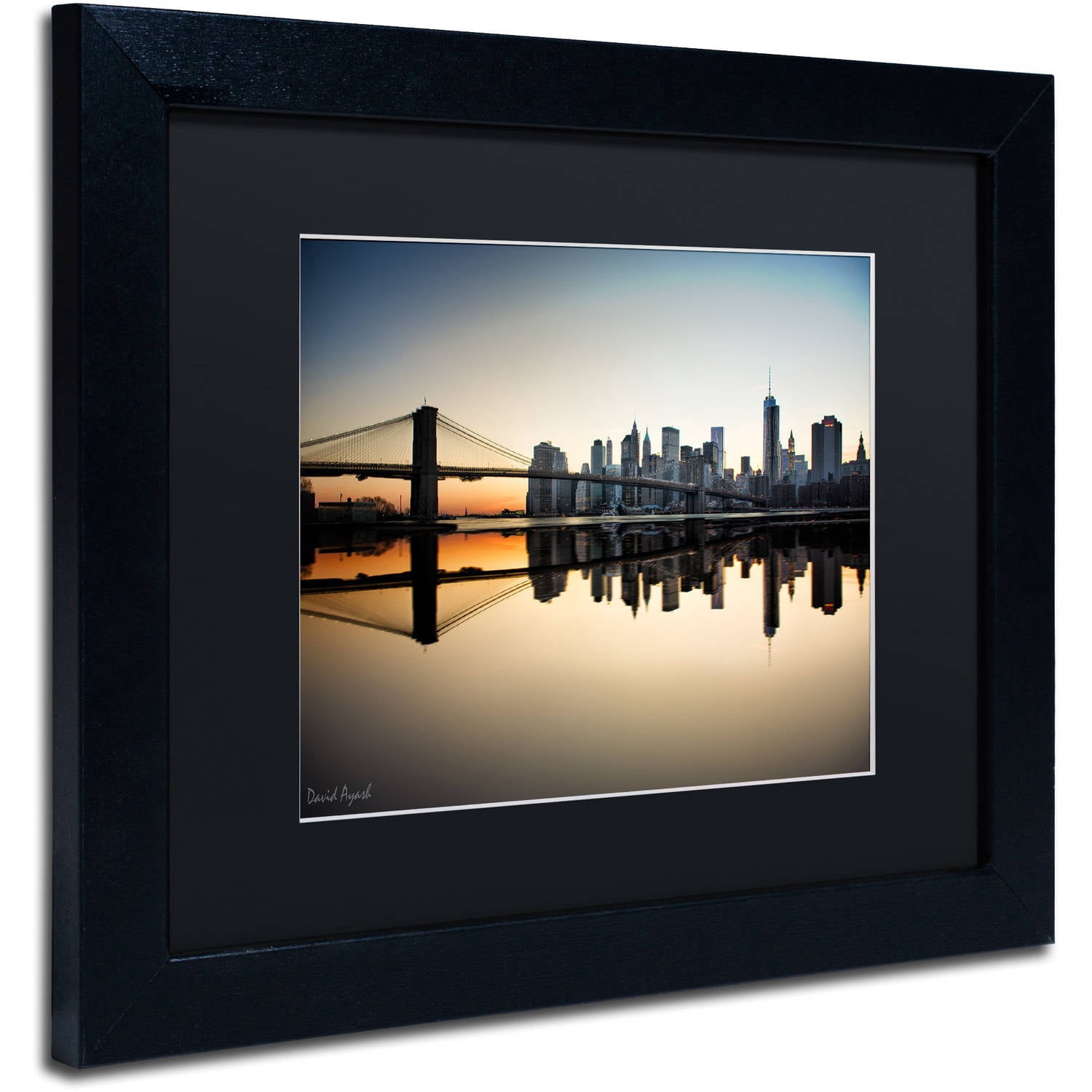 Trademark Fine Art "Downtown NY" Canvas Art by David Ayash Black Matte, Black Frame