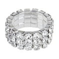 thumbnail image 4 of Elastic Silver Tone 3 Row Crystal Rhinestone crystal ring toe Toe Ring Bridal Jewelry 9mm, 4 of 5