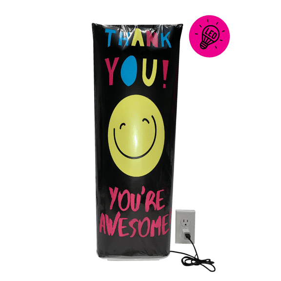 PUMP UP YOUR GREETINGS! 22in Thank You Pop-up Greeting Card Balloon- USB Powered, Envelope Included (Black)