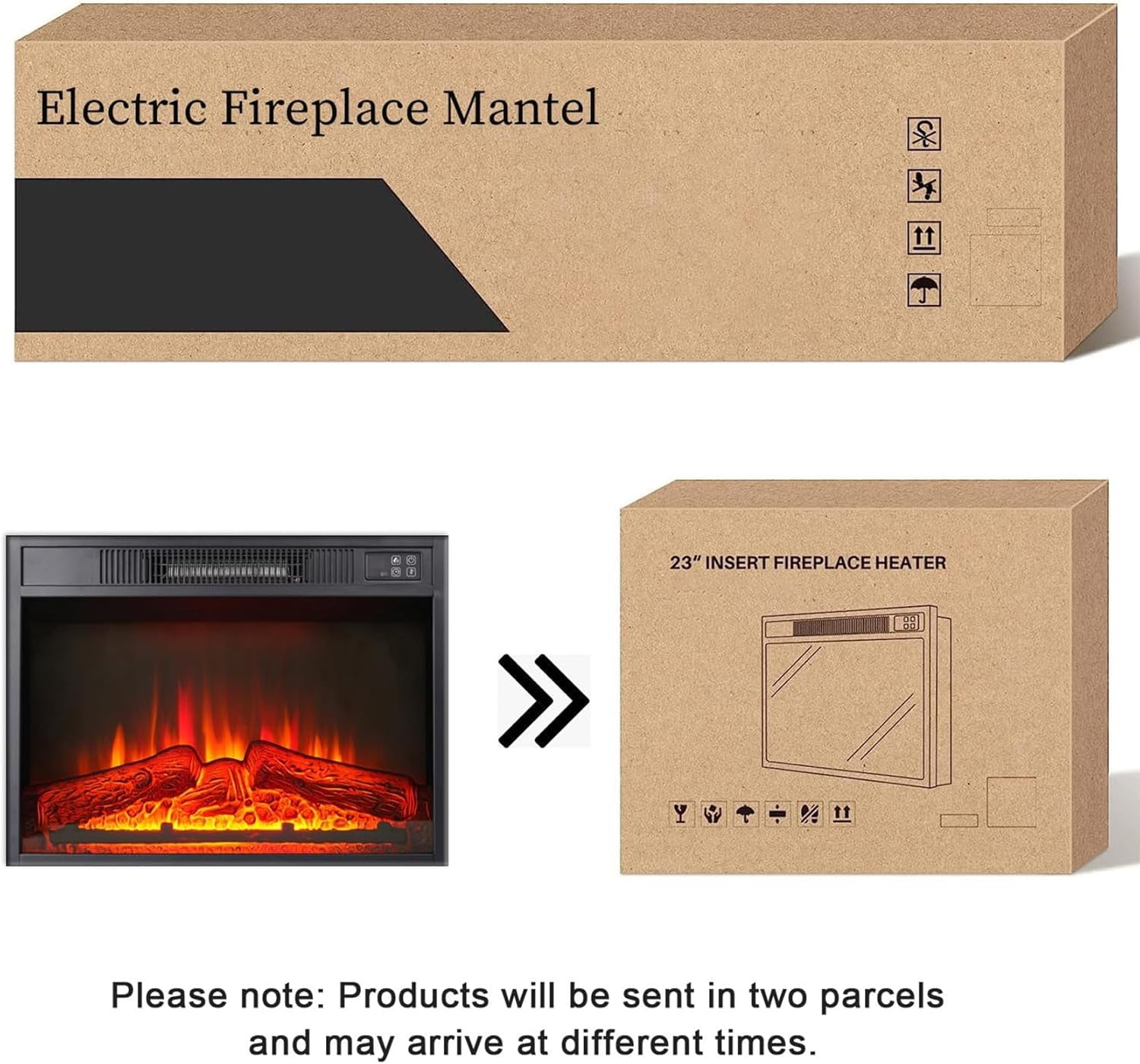 72" LED Electric Fireplace with Mantel, Fireplace TV Stand for 80 Inch TV, Modern Entertainment Center with Storage, Delicate Three-Dimensional Molding with Remote Control for Living Room