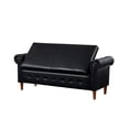 thumbnail image 5 of 63 inches Storage Bench, PU Leather End of Bed Bench with Rolled Arms and Button Decor, Upholstered Ottoman for Bedroom Living Room and Entryway, Weight Capacity 500 lbs, Black, 5 of 7