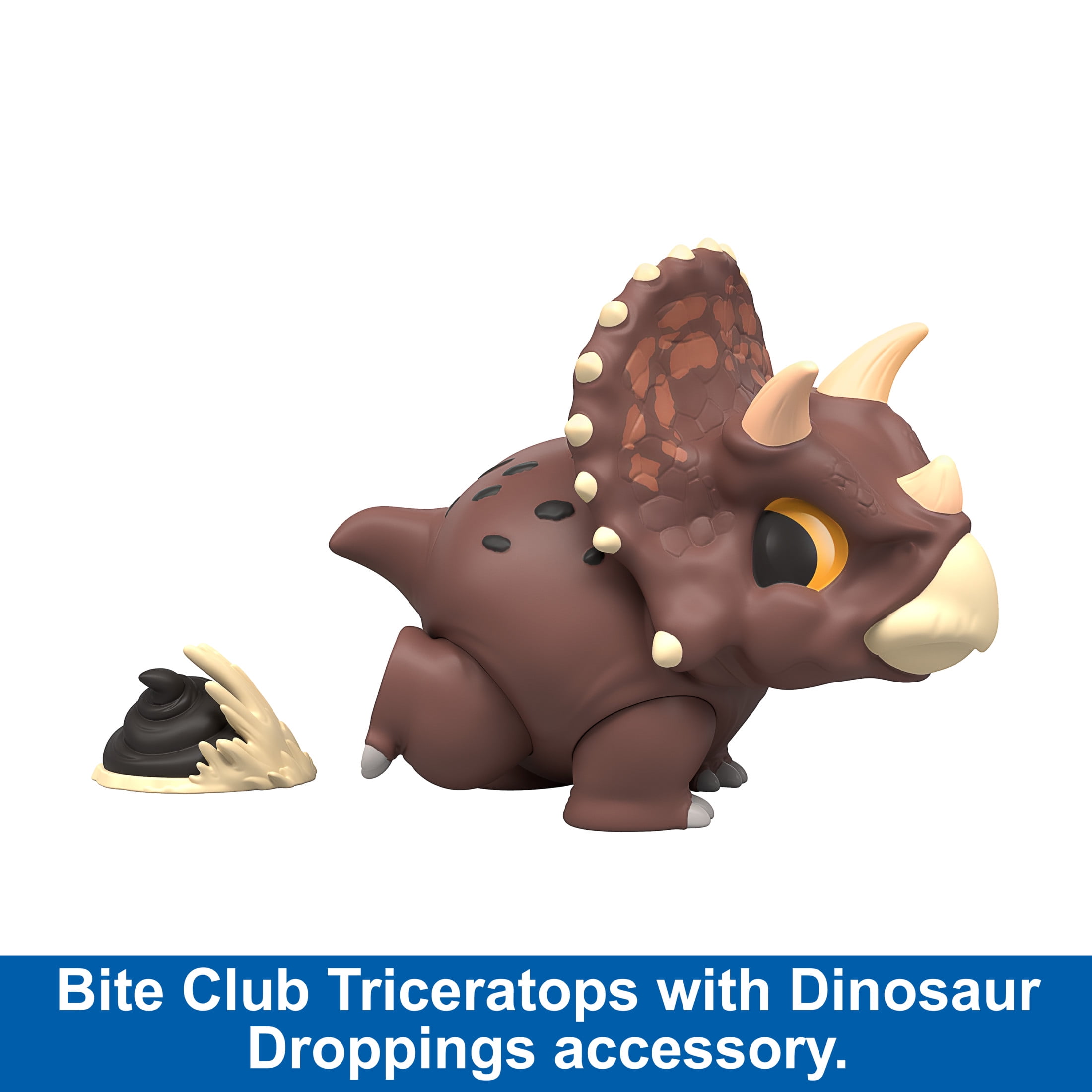 Jurassic World Bite Club Triceratops Dinosaur Figure, 4-inch Collectible, Droppings Accessory