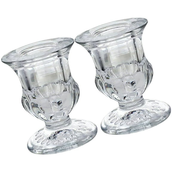 Set of 2 Glass Taper Candle Holder, Clear Candlesticks for Holiday Dining & Party Decors, Wedding Table Accessories