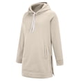 thumbnail image 6 of Women's Longline Hooded Sweatshirt, Side Slit Detail with Pockets, Oversized Casual Pullover for Layered Looks and Comfortable Daily Wear-Beige, 6 of 9