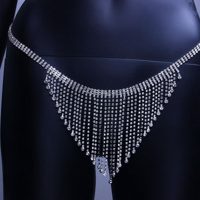 QUSENLON Women Sexy for Rhinestone Body Chain Bikini Set Crystal