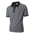 thumbnail image 4 of Men's Short Sleeve Polo Shirts Quarter-Zip Color Blocked Blouse Summer Casual Slim Fit Pullover, 4 of 5