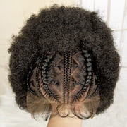 10 Inches Short Synthetic Kinky Curly Braided Wigs for Women 13x6 Lace Frontal Synthetic Cornrow Braiding Wig with Baby Hair