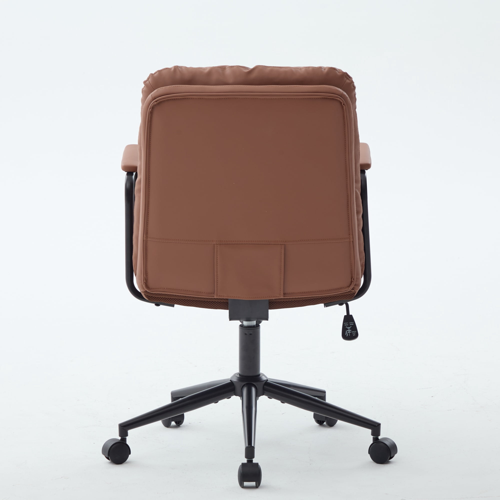Office Chair, Mid Back Home Office Desk Task Chair with Wheels and Arms Ergonomic PU Leather Computer Rolling Swivel Chair with Padded Armrest, The Back of the Chair can Recline 40°