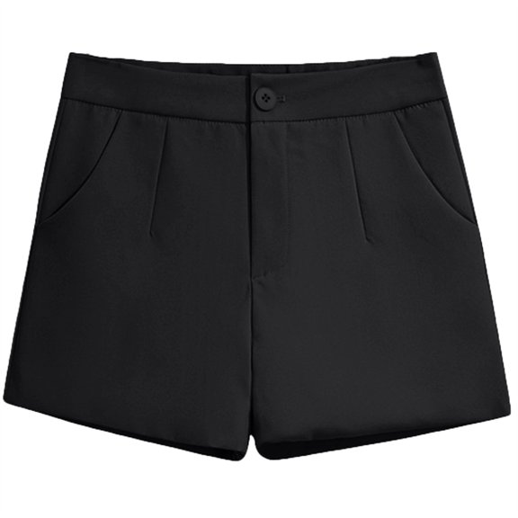 Women's Suit Shorts - 2025 High Waist A-Line Wide Leg Style, Black Suit Shorts Women's Black Summer Thin Style 2025 New Loose High Waisted A Line Casual Wide Leg Trousers