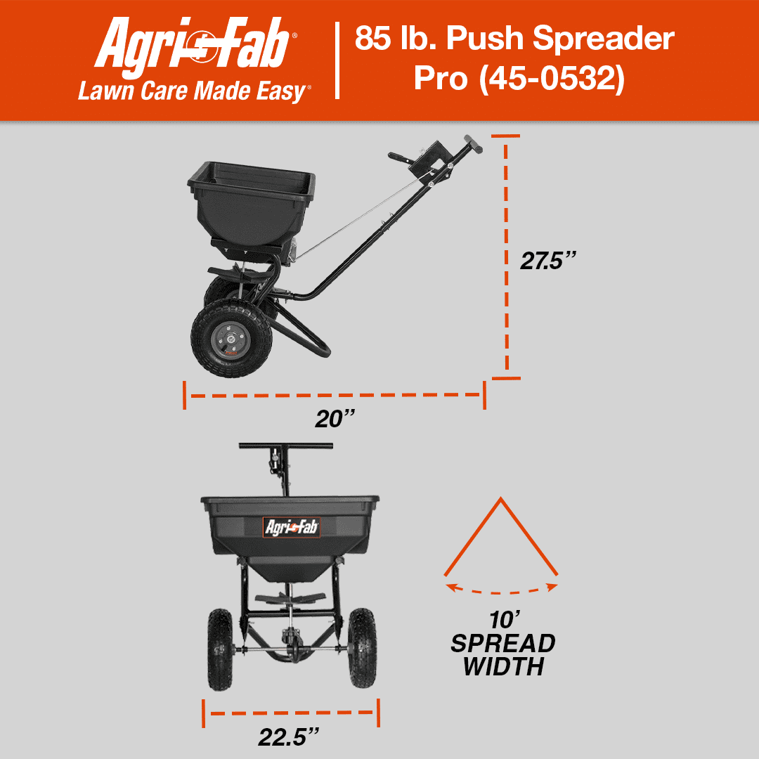 Agri-Fab Pro 85 lb Capacity Push Broadcast Spreader Model # 45-0532