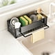 thumbnail image 1 of Soporte para esponja de fregadero con gancho para trapo | Organizador de plástico para dispensadores de jabón, cepillos y esponjas | Organizador compacto de encimera para accesorios de limpieza de, 1 of 6