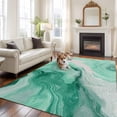 thumbnail image 2 of Green Marble Area Rugs 8'x10', Washable Small Throw Rugs for Living Room Patio, Summer Ocean Wave Green Ombre Indoor Outdoor Rug Non-Slip Low Pile Carpet Runner Reversible Floor Mats, 2 of 8