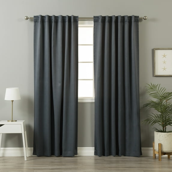 Quality Home Linen Print Room Darkening Curtains - Charcoal - 52" x 96" (Set of 2 Panels)