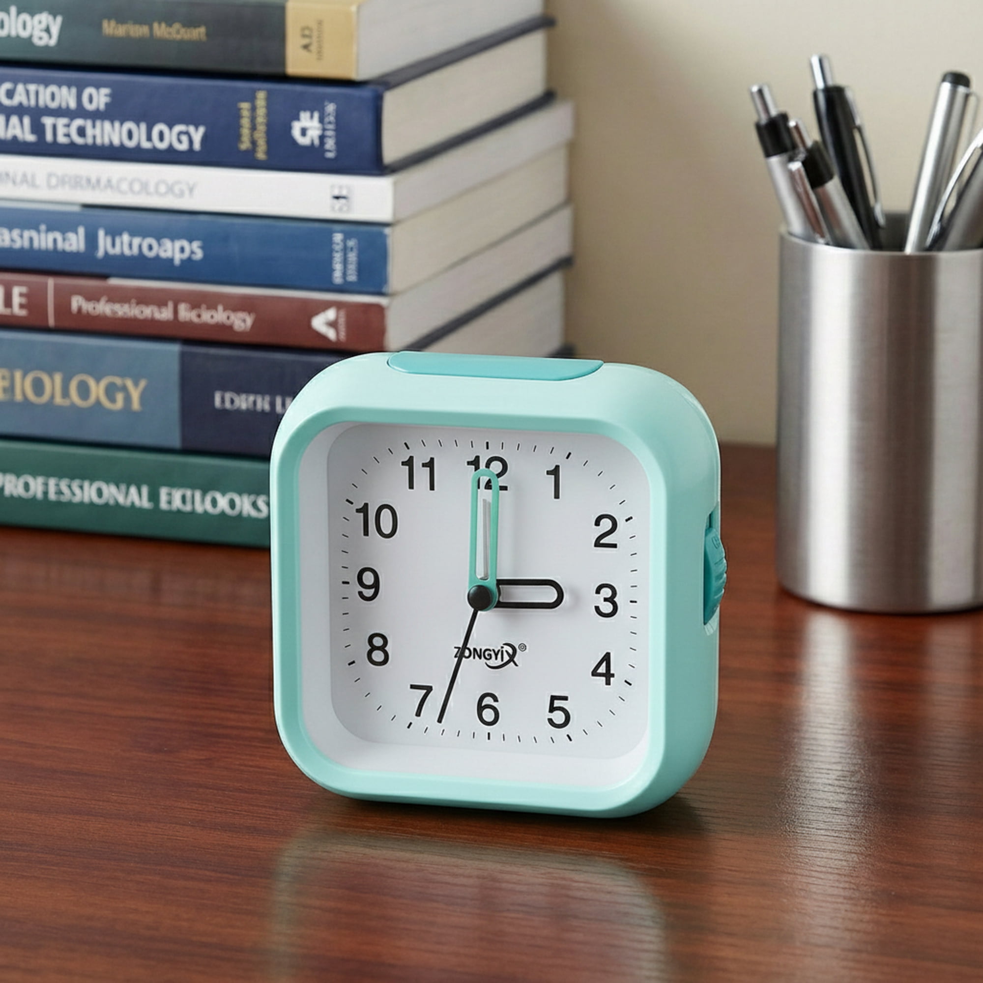 Unique Bargains Silent Mechanical Alarm Clock Green 4.4"L x 1.9"W x 4.1"H