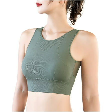 

COBKK Womens Sports Bras Printed Women Yoga Solid Sleeveless Cold Shoulder Casual Tanks Blouse Tops Intimates Womens Sports Bras Graphic Casual Solid Color Dressy Sports Bras Army Green Size M