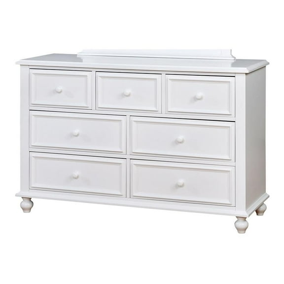 Furniture of America Noell Solid Wood 7-Drawer Dresser in White