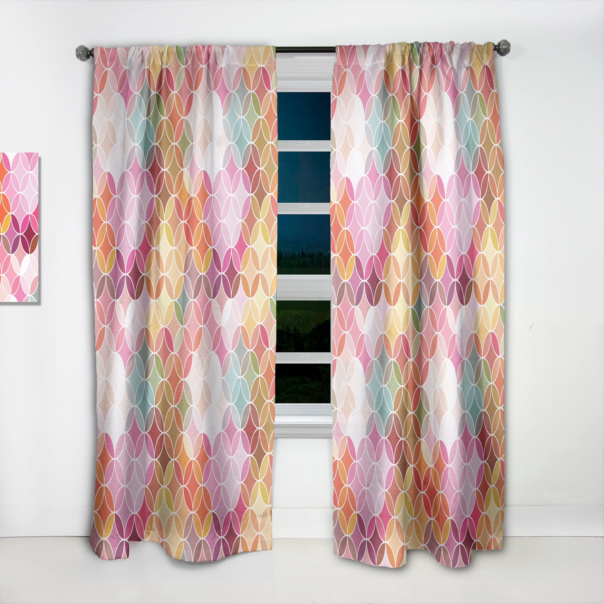 Designart 'Retro Geometrical Design II' Mid-Century Modern Curtain Panel