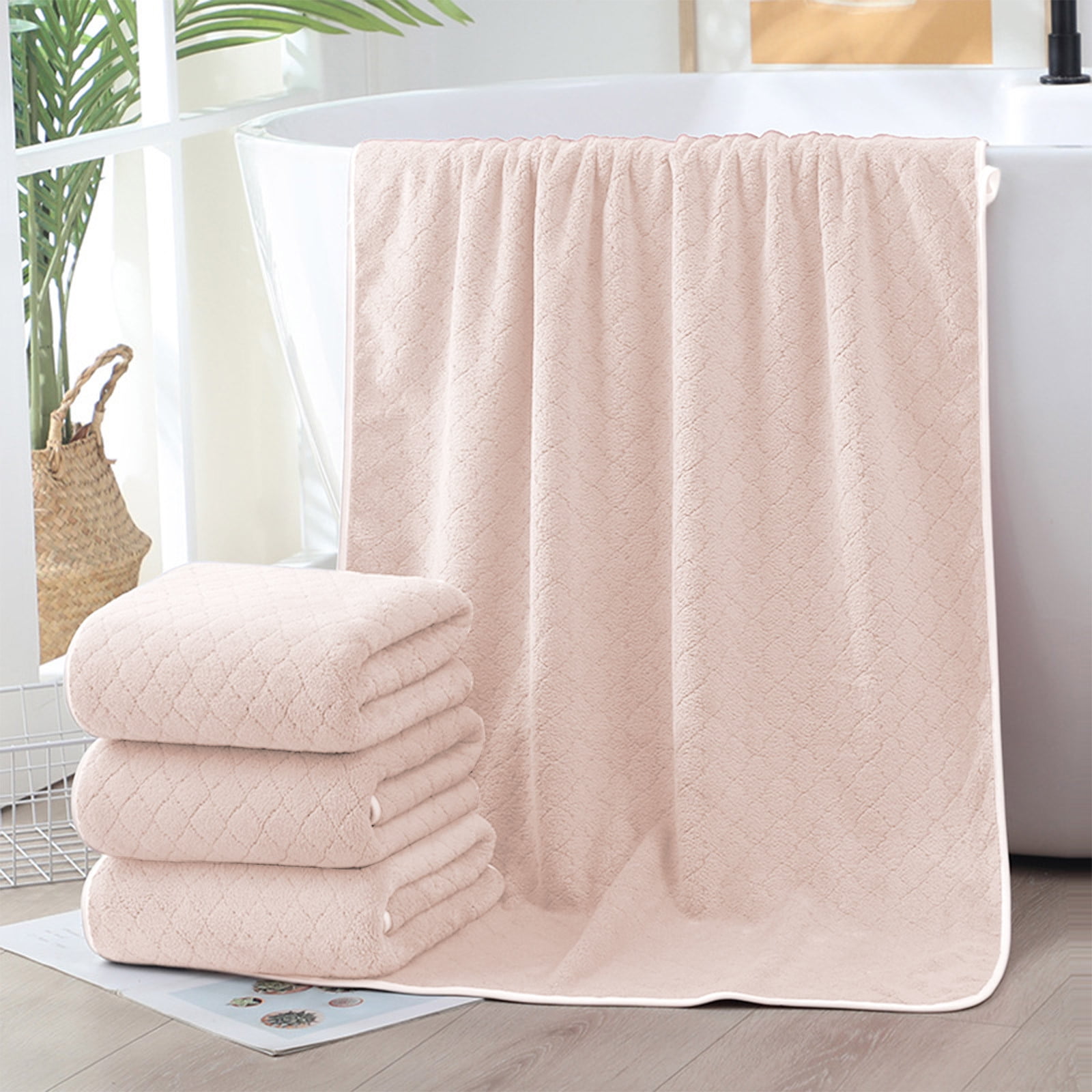 Hiroekza 8-Piece Coral Fleece Bath Towels Set for Bathroom 100% Cotton Towel Set Includes 2 Bath Towels 2 Hand Towels 4 Washcloths for Shower, Spa, Hotel & Home Bathroom Essentials Beige