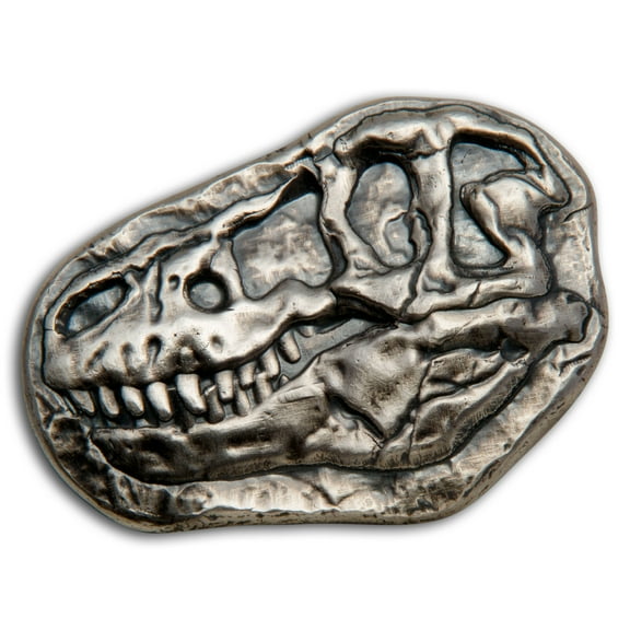 3 oz Hand Poured Silver - MPM (T-Rex Fossil, w/Wooden Crate)