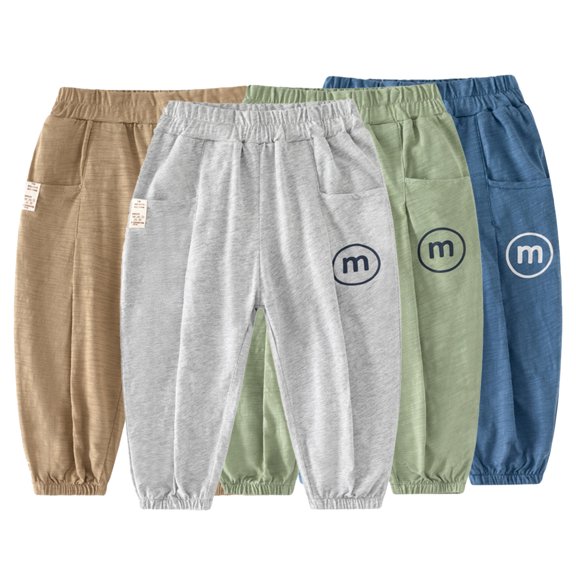 LYMAYTER Kids Baby Boys Cotton Long Trousers Girls Print Casual Pants for 1-8 Years Toddler Comfortable Sweat Pants