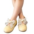 thumbnail image 4 of Viluyesy Girls Dress Shoes Closed Toe Bow Hook Loop Soft Sole Princess Party Shoes for Kids Yellow Size 5.5 Toddler, 4 of 8