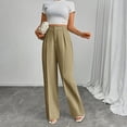 thumbnail image 5 of LWavelet Women's Drawstring Waist Linen Blend Wide Leg Pants with Ankle Ties for Casual & Summer Outfits Light Brown M, 5 of 5