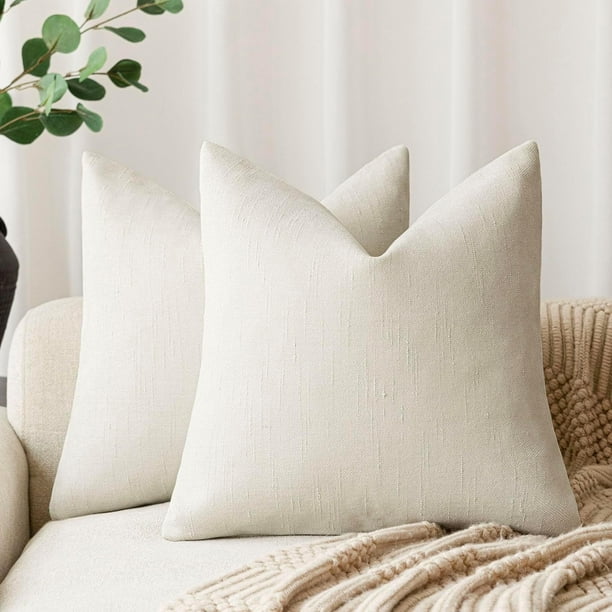 Zahazoho Paquete de 2 Fundas de Almohada Decorativas de Textura Suave para Sofá, 18x18 Pulgadas, Blanco