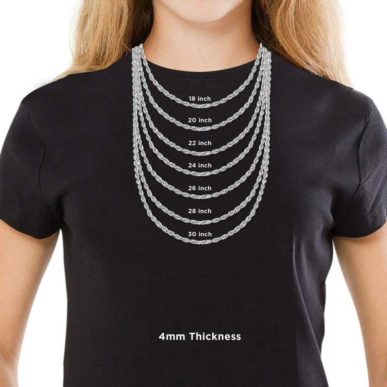 24 inch diamond sale cut rope chain