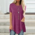 thumbnail image 2 of Patlollav Tops,Women's Plus Size Button Solid Round Neck Short Sleeve Irregular T-Shirts, 2 of 5