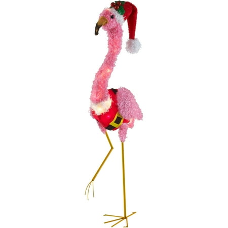 Holiday Time 35-Inch Light-Up Fluffy Flamingo, Pink with 35 Lights ...