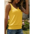 thumbnail image 2 of Women V Neck Tank Tops Summer Ribbed Sleeveless Casual Tops Loose Fit Banded Bottom Shirts, 2 of 6