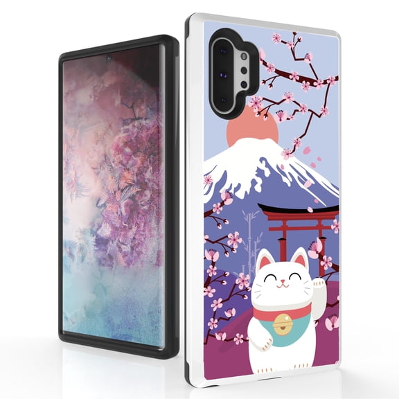 Duo Shield Slim Phone Case Suitable for Samsung Galaxy NOTE 10  - Fuji Cherry Blossom Cat