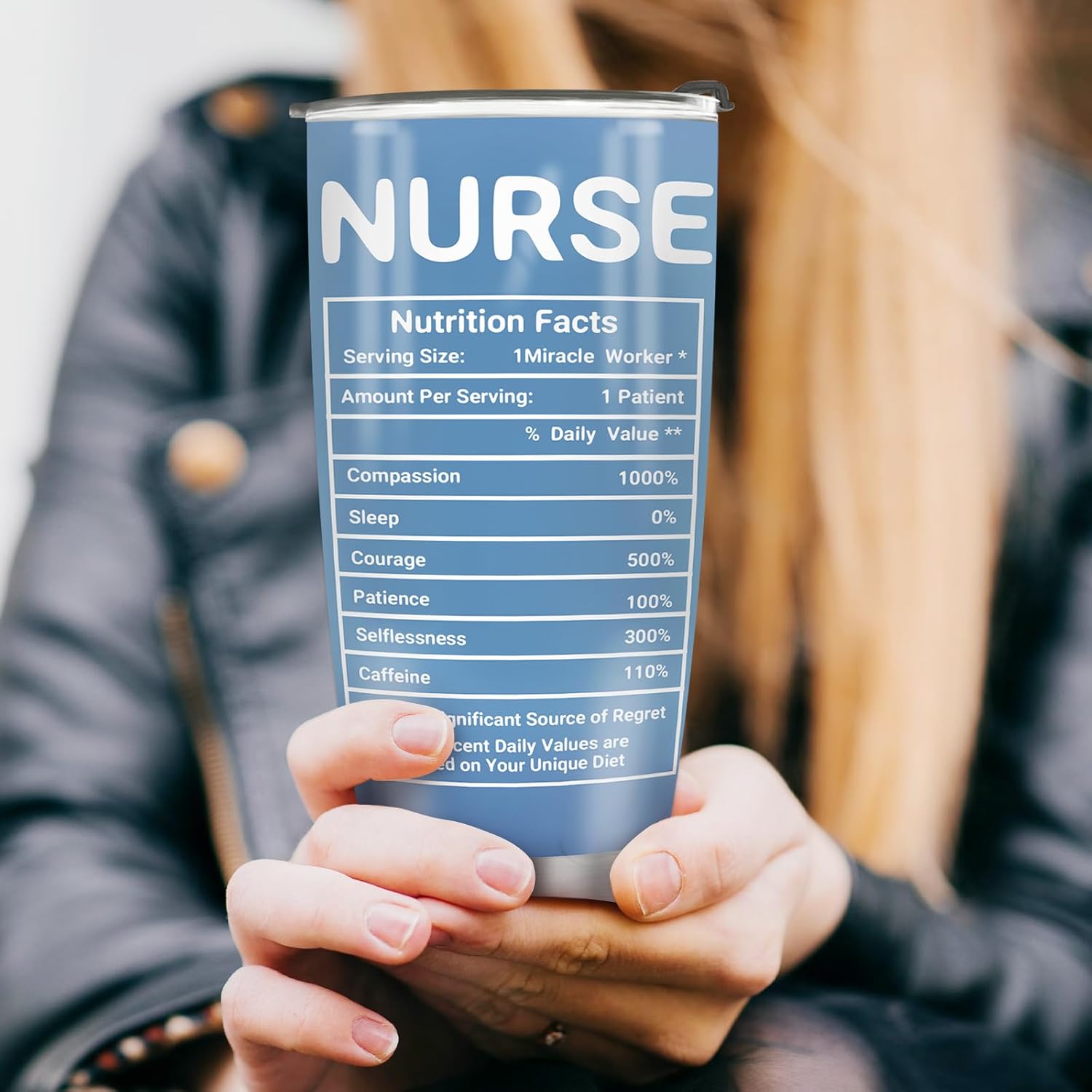 Gifts for Nurse Travel Tumbler Cup - Nurse Gifts for Women Nurse Nutritional Facts Coffee Mug Stainless Steel Tumbler Insulated Double Wall Travel Cup 20oz Gifts for Nurses Birthday Christmas