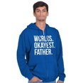 thumbnail image 4 of Worlds Okayest Father Funny Dad Gift Men's Big & Tall Graphic Zip Up Hoodie Brisco Brands 3X, 4 of 5